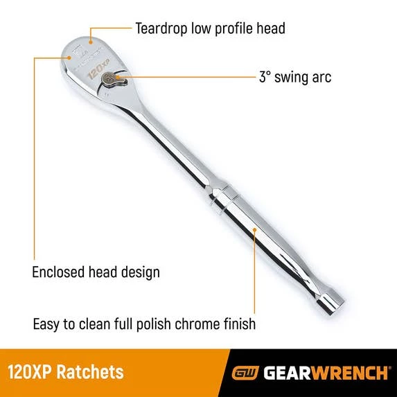 Gearwrench Tools Gearwrench 1/2" Drive 11" 120XP Teardrop Ratchet 81304P - Image 3