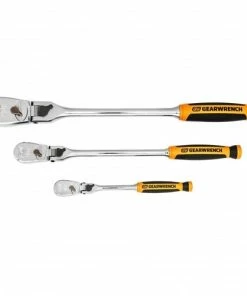 Gearwrench Tools Gearwrench 3 Piece 1/4", 3/8" & 1/2" Drive 90-Tooth Dual Material Locking Flex Head Ratchet Set 81298T