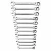 Gearwrench Tools Gearwrench 12 Piece 72-Tooth Open End Metric Ratcheting Combination Wrench Set 85597