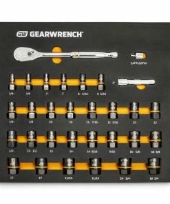 Gearwrench Tools Gearwrench 31 Pc. 3/8" Drive 90T Ratchet And Bolt Biter Socket Set MM/SAE With EVA Foam Tray 86525