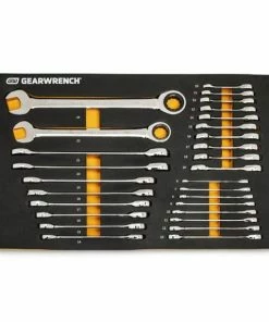 Gearwrench Tools Gearwrench 28 Pc. 72-Tooth 12 Point Metric Standard & Stubby Combination Ratcheting Wrench Set With EVA Foam Tray 86527
