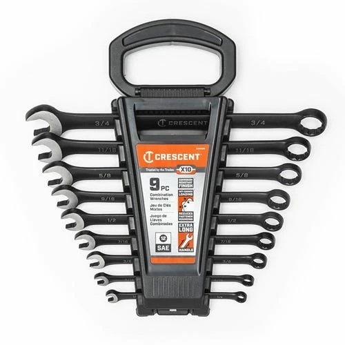 Crescent Tools Crescent 9 Pc. X10 12 Point Long Pattern Combination SAE Wrench Set CCWS9BS