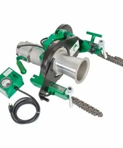 Greenlee 6500 Lb. Super Tugger Cable Puller Power Unit 220 VAC 50Hz Force Gauge And Vise Chains 6001-22