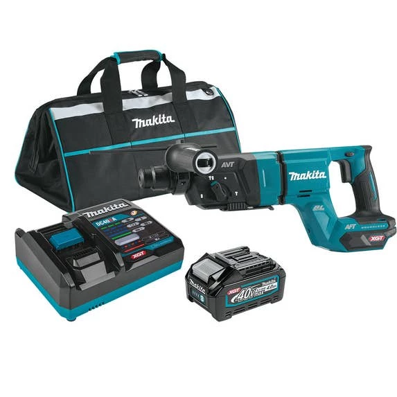 Makita Tools Makita 40V Max XGT® Brushless Cordless 1-1/8" AVT® Rotary Hammer (D-Handle) Kit, Accepts SDS-PLUS Bits, AFT®, AWS® Capable (4.0 Ah)